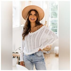 Ivory Open Knit Sweater Size Medium